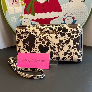 Betsey Johnson Brown and Cream Clutch Wristlet